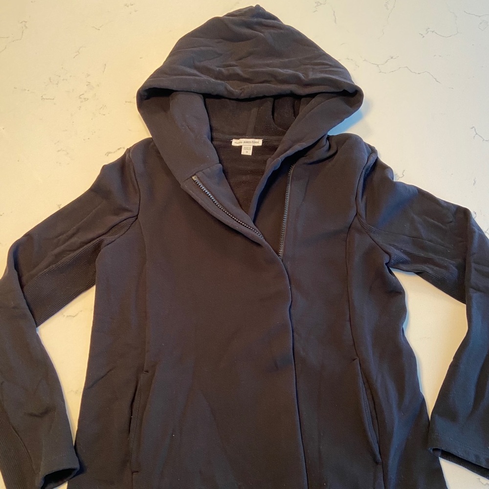 Standard James Perse Black Off Center Full Zip